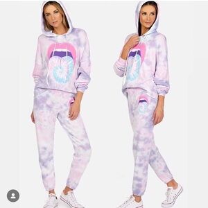 Lauren Moshi Anissa Pastel Tie-Dye Hoodie and Brynn Tongue Sweatpants Set